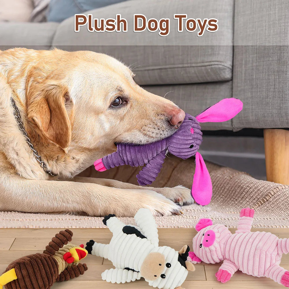 5 Pack Plush Dog Squeaky Toys, Assortment Value Bundle for Small Medium And Large Dogs,