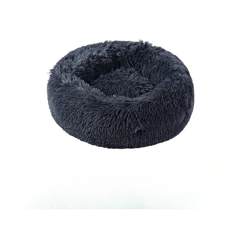Soft Pet Bed Pad Plush Warm Faux Fur Donut Round Bed Comfortable Sleeping Washable
