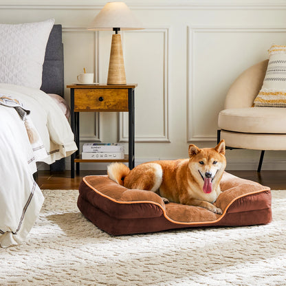 Orthopedic Dog Bed Memory Foam  for Small Dogs & Cats with Washable Removable Cover Non-Slip Base Waterproof Liner