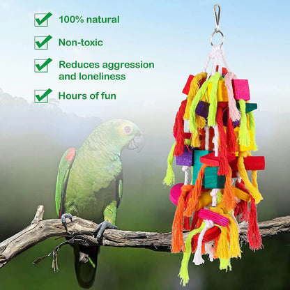 Parrot Toys Colorful Rope Wooden Bird Supplies