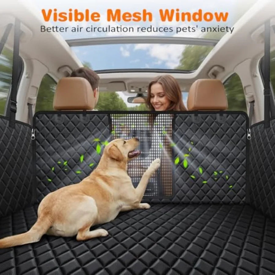 4 in 1 Dog Car Seat Cover for Back Seat, Waterproof Dog Hammock with Mesh Window and Side Flap