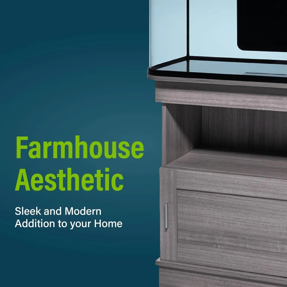 20 Gallon Aquarium Stand with Storage, Display Area, Modern Farmhouse Style,