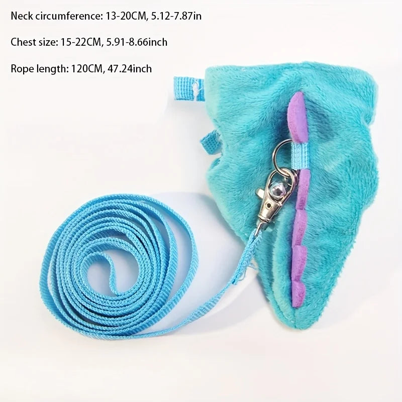 Ferret Lead Rope Vest Type Adjustable Pet Rope Cute Dinosaur Shape with Bell for Walking Ferrets