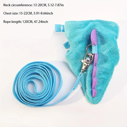 Ferret Lead Rope Vest Type Adjustable Pet Rope Cute Dinosaur Shape with Bell for Walking Ferrets