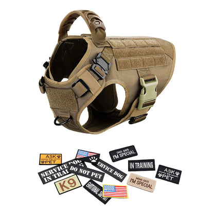 Military Dog Harness Collar Leash Bags Patches Set Training Vests