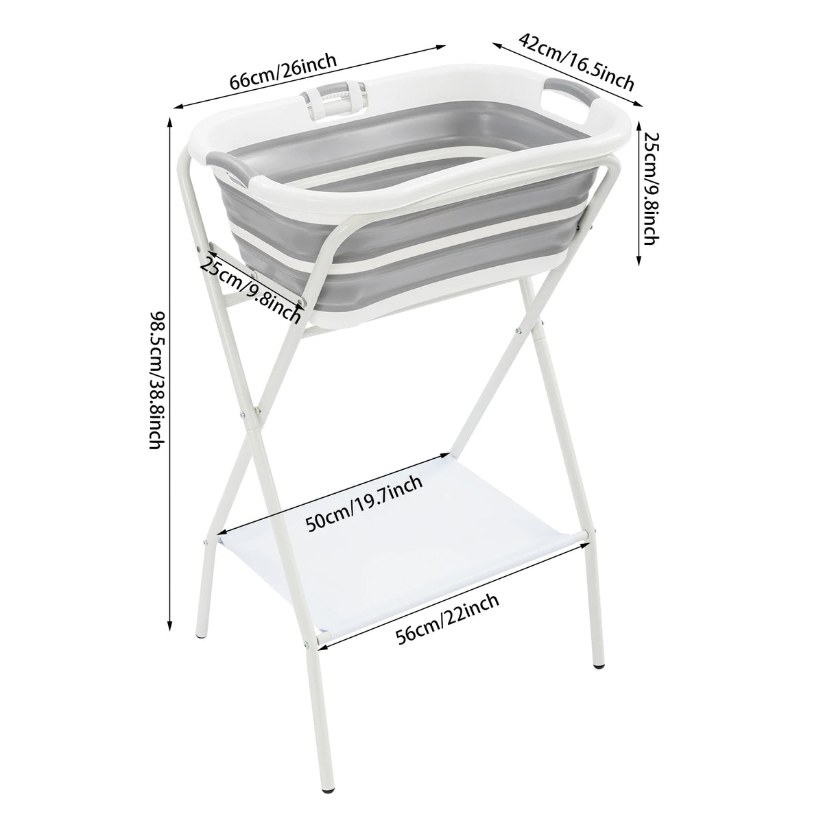 2 in 1 Elevated Dog Bath Tub, Collapsible Portable Dog Washing Station with Drainage Hole