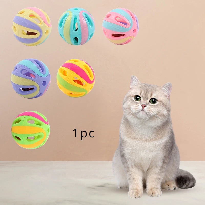 Bell Ball Cat Toys  Colorful Playing Ball Interactive Funny Plastic Cat Toy