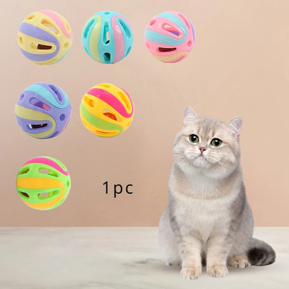 Bell Ball Cat Toys  Colorful Playing Ball Interactive Funny Plastic Cat Toy