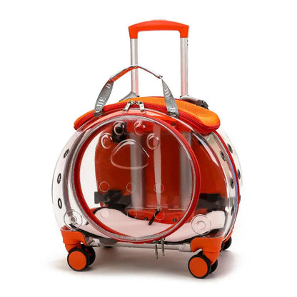 Pet Trolley Case with Ventilation Holes Portable Silent Wheels Travel Backpack for Cats