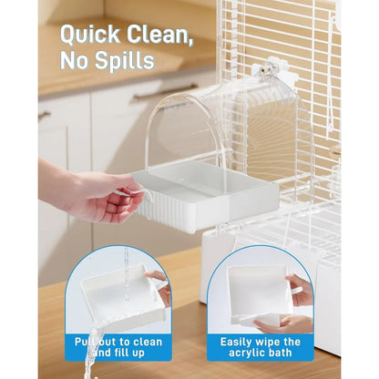Hanging 3 in 1 Bird Bath Bowl House Cage Accessory for Small to Medium Birds