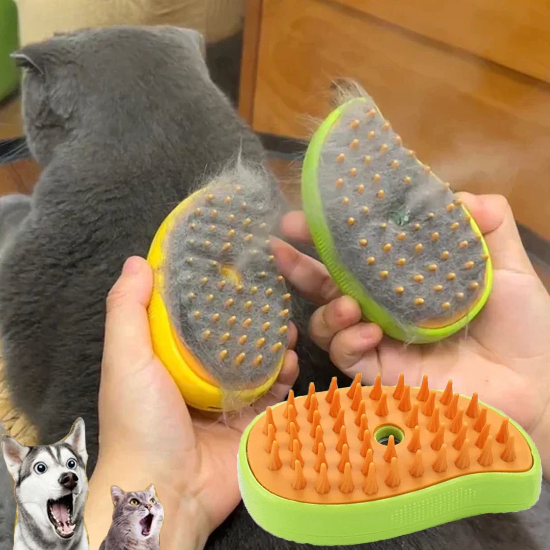 Steam Brush With Electric Sprayer for Massaging Pets, Grooming tool Shedding 3 in 1