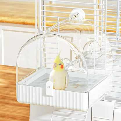 Hanging 3 in 1 Bird Bath Bowl House Cage Accessory for Small to Medium Birds