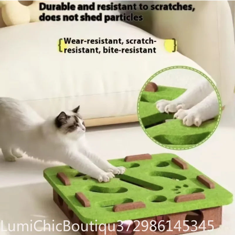 Interactive Cat Puzzle Maze - Soft Felt Hole Game With Bell Ball Toy For Kittens And Cats