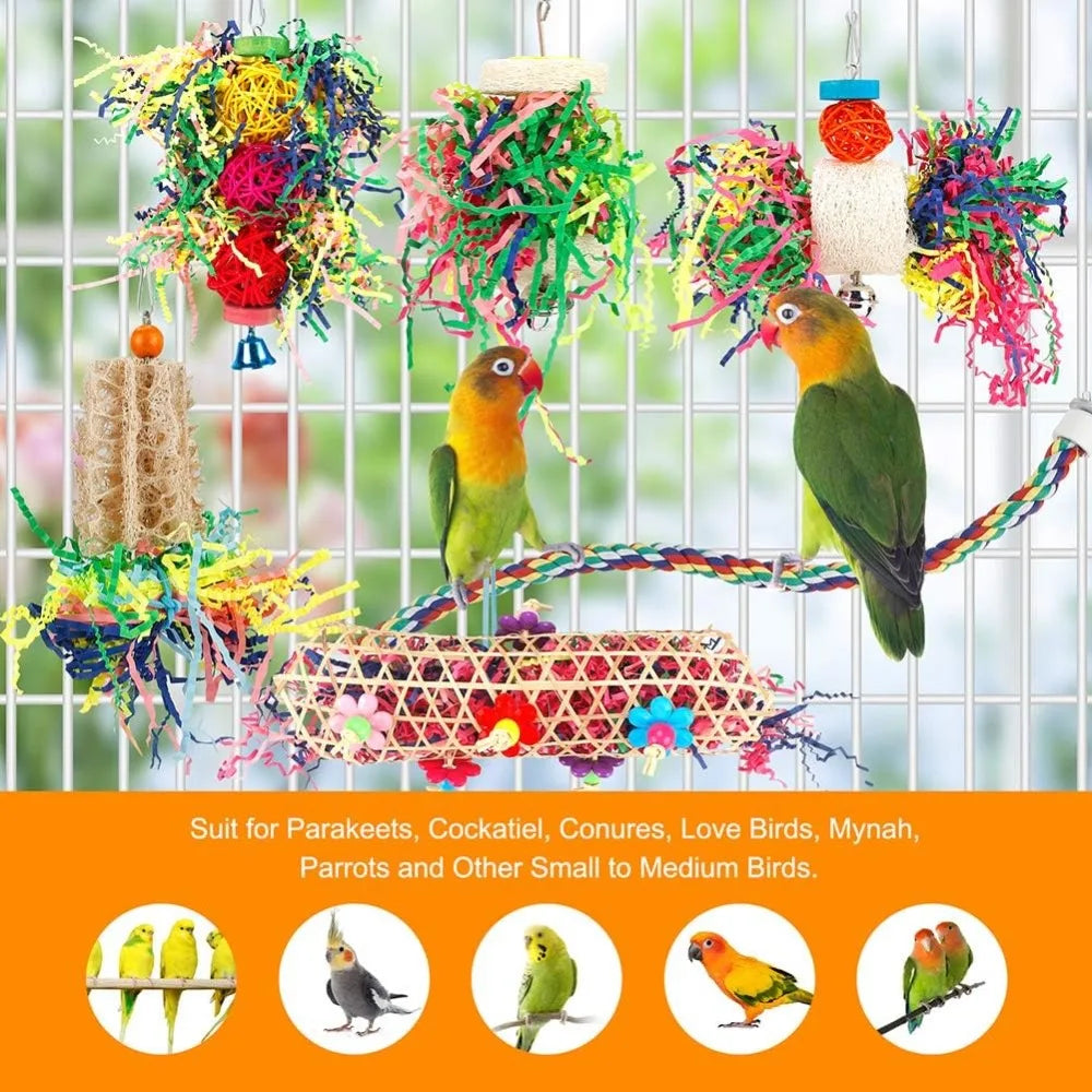 Bird Chew & Foraging Toy – Hanging Paper Ball Cage Toy for Parrots and Pet Birds (Best choice)