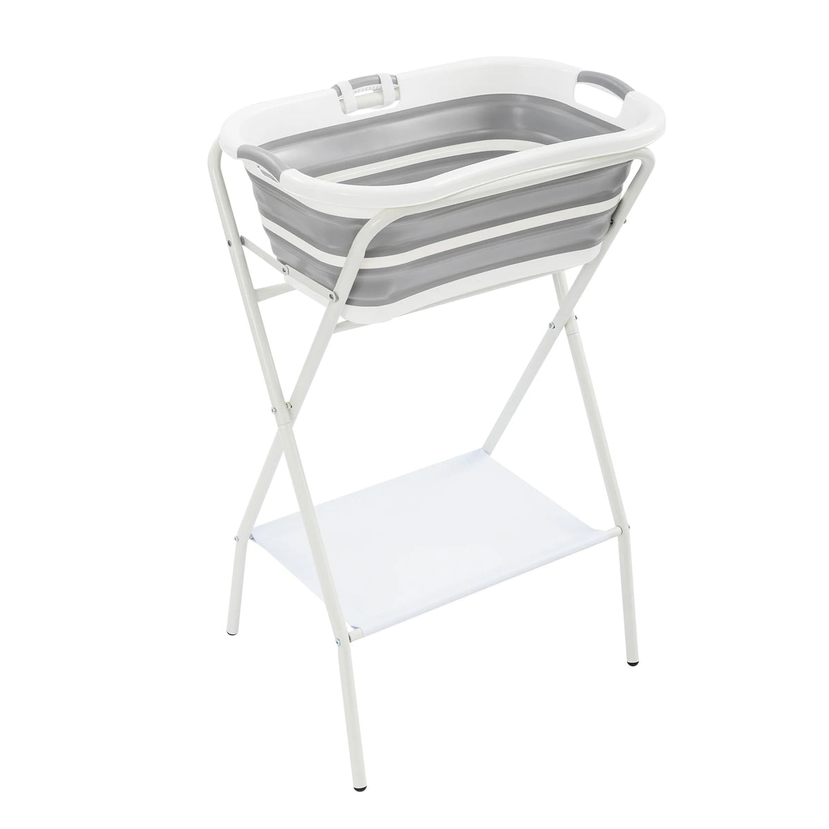 2 in 1 Elevated Dog Bath Tub, Collapsible Portable Dog Washing Station with Drainage Hole