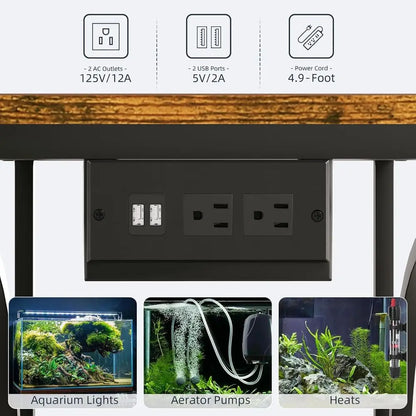 20 Gallon Fish Tank Stand with Power Outlet, 3-Tier Aquarium Stand with Storage, Heavy Duty Metal Tank Rack  31.5"