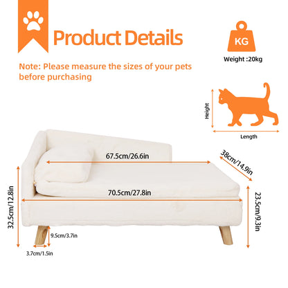 Elevated Pet Bed, with Cozy Pad Waterproof, with Sturdy Wood Legs for Small Dog or Cat