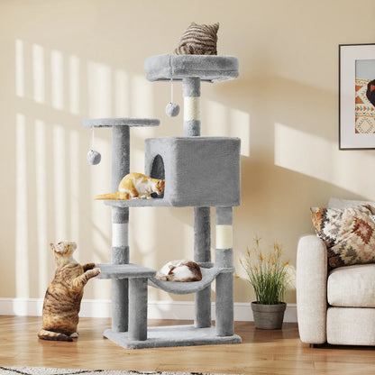 Tall Multi-Cat Climbing Tower for Pet Furniture -  Natural Sisal Scratching Posts Stable Pet House for Indoor Cat