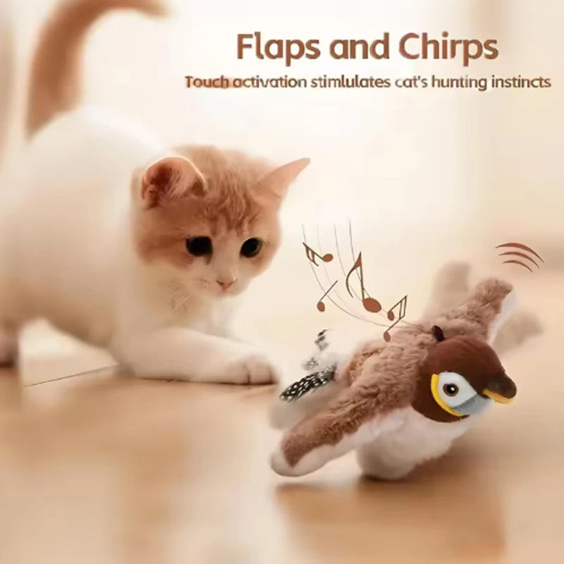 Hot Simulated Bird Cat Toy Interactive Rechargeable Chirping Flapping Bird(no Flying)
