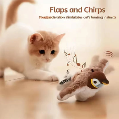 Hot Simulated Bird Cat Toy Interactive Rechargeable Chirping Flapping Bird(no Flying)
