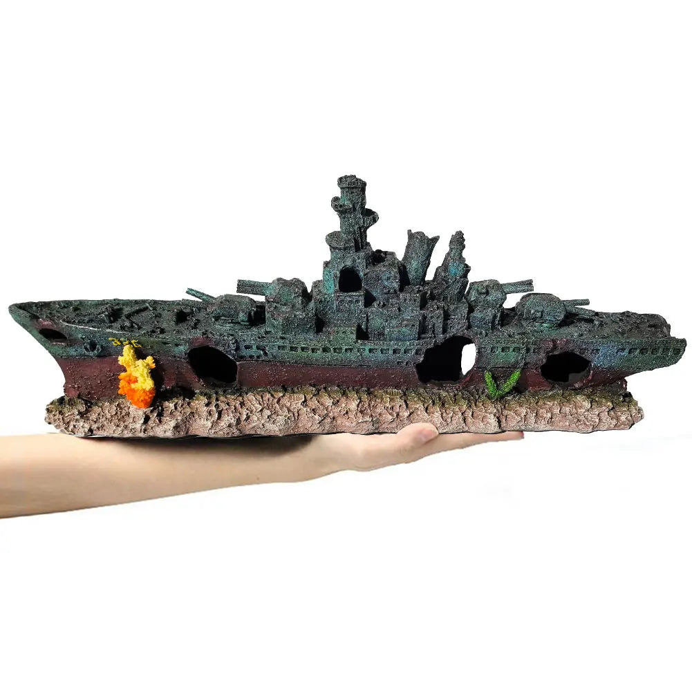 Aquarium Resin Sunken Pirate Ship Wear Resist Warship Handicrafts Shipwreck Decorations for Fish Tank