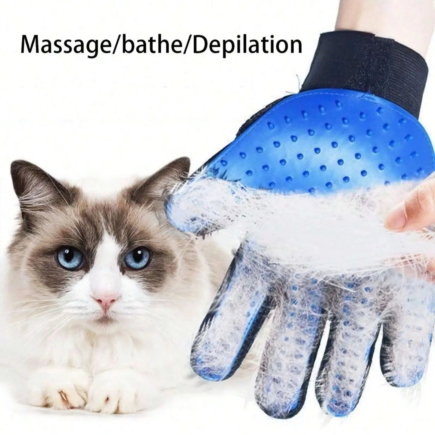 A Pair Pet Grooming Glove Brush for Dogs and Cats Fur and Hair Removal Mitt with Massage and Deshedding Benefits