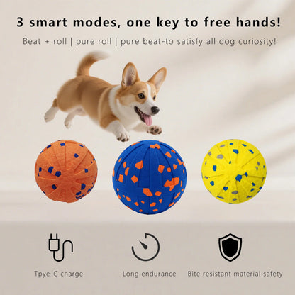 Pet Smart Interactive Bouncing Ball For Dogs -  Automatic Vibrating Popcorn Gravity Jumping Wear Resistant Foam Ball
