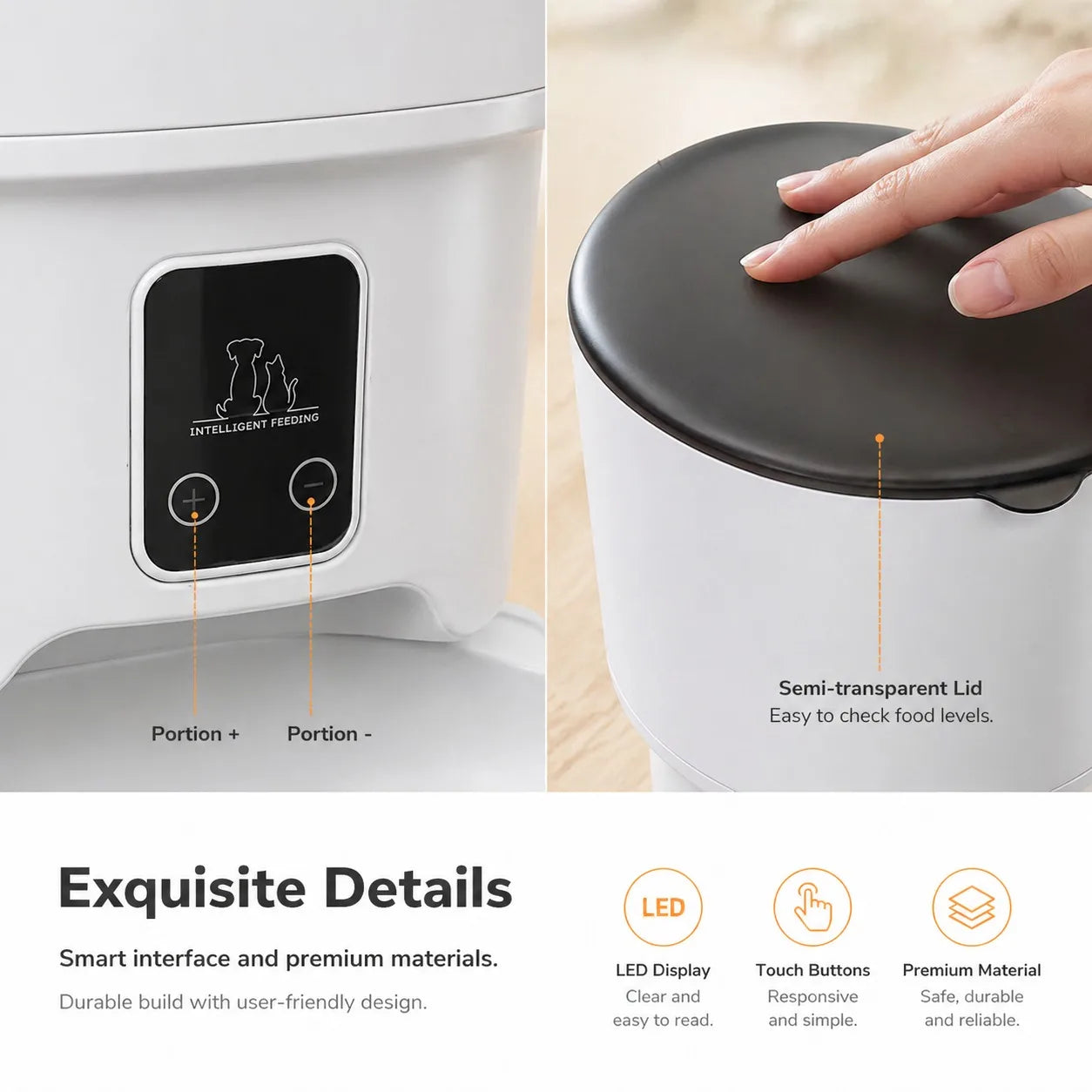 Large Capacity Smart Automatic Cat Feeder with Bowl -  APP Control, Timed Feeding, Anti-Clogging Design for Cats & Small Dogs,