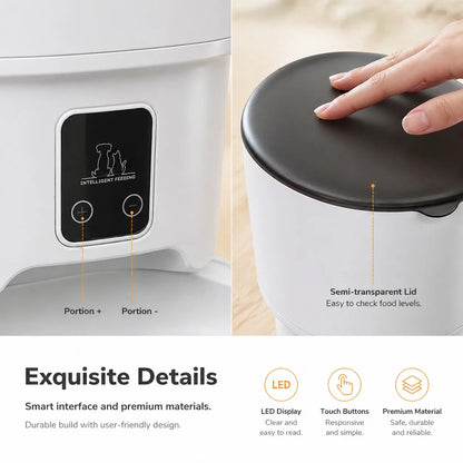 Large Capacity Smart Automatic Cat Feeder with Bowl -  APP Control, Timed Feeding, Anti-Clogging Design for Cats & Small Dogs,